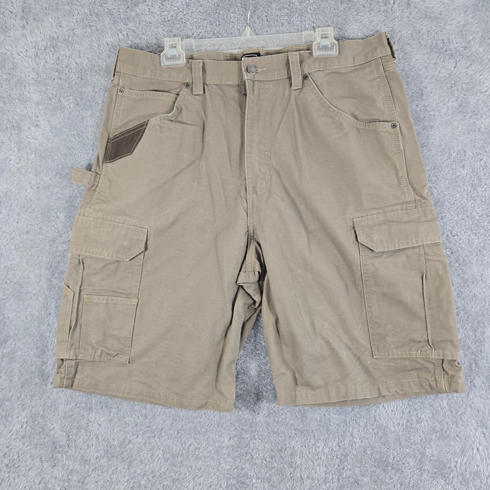 Wrangler Workwear‎ Mens Tan Ripstop Cargo Shorts WMWR3DK Size 38 Hammer Loop